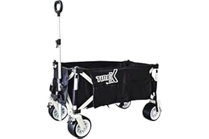 Tirex by xonic® Handcart Solid Rubber PU Universal Wheels - Robust Transport Trolley, Foldable with Foot Brakes - Hand Truck with 2-Way Adjustable Handle - Unfold & Go (PU XL Wheels, Black & White)