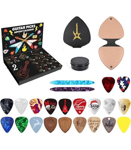 Calendario De Adviento 2025 Guitarras Rock - 24 Mini Guitarras De Acrílico Para Músicos Y Coleccionistas