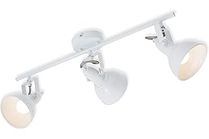 BRILONER - Deckenleuchte, Deckenlampe mit 3 dreh-und schwenkbaren Spots im Retro / Vintage Design, Fassung: E14 max. 40 Watt, Metall, Maße: 55.4x10x18.1 cm, Farbe: Weiß