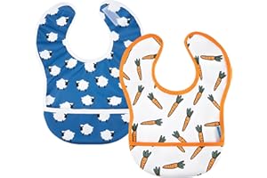 Welinfant Baberos Bebe Impermeables - Pack sin mangas, Baberos Impermeables para Guarderia, De 6 meses a 3 años Unisex, Babero algodon tela suave BLV
