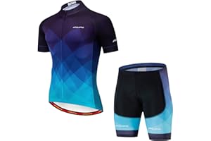 JPOJPO Męska koszulka rowerowa z krótkim rękawem + męskie spodenki rowerowe z miękką wkładką 5D, odzież rowerowa MTB