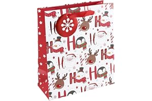 CLAIREFONTAINE Eurowrap X-31232-3C - Un Sac Cadeau Excellia- Format Moyen - 21,5x10,2x25,3cm - 210g - Motif : HoHoHo, Père Noël, Renne, Sapin De Noël - Emballage Cadeau, Idéal pour : Livre, Jeu, Petits cadeaux