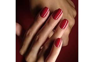 Ceboic 24 Pièces Faux Ongles Court Carré Français Couleur Pure Press on Nails Naturel Ongles Artificiels Couverture Complète Acrylique Faux Ongles à Coller Nail Art pour Femmes et Filles - Rouge Vif