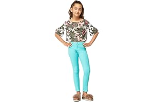 Ex Zara Girls Twill Stretchy Kids High Waist Skinny Jeans Pant Trouser Green 2-10 Y