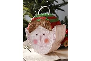 SPARKLES PARTYWARE Christmas Pinata Fun Size Xmas Elf Head Shaped Pinata With Face Stickers - Fun Kids Party Activity Decoration