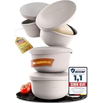 Bourske Pizzaballen-Box Mit Deckel – 4er Set (2x700 Ml, 2x1300 Ml) – Lebensmittelechter Kunststoff, -40°C Bis +230°C, Spülmaschinenfest – Für Pizzateig, Brot & Sauerteig