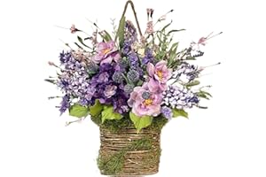 MNAOCZ Canestro per Porta Dell'ortensia, Canestro per Porta di Primavera, Cesto di Fiori per Porta D'ingresso, Ghirlanda per Porta di Fiori Selvatici, Ghirlanda per Decorazioni per Matrimoni in Fattoria(#2)