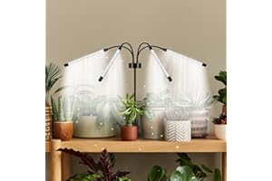 TRAYVESPACE Lampara Plantas Interior, LED Cultivo con 3 Modos de Interruptor, Temporizador 3/9/12H, Grow Light de Crecimiento Regulables de 15W Para Varias Plantas