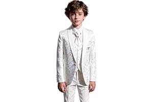 SIRRI Ensemble Smoking de Communion à Motifs pour garçons, 5 pièces, pour Mariage, dîner, Bal de Promo, 1 à 16 Ans