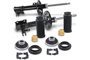 BESTPRICE 2 x Gas Pressure Shock Absorbers Front Suspension Strut Including Strut Mount and Dust Cover Set, Compatible with Vauxhall Astra H (A04), Astra H Caravan (A04), Astra H GTC (A04), Zafira /