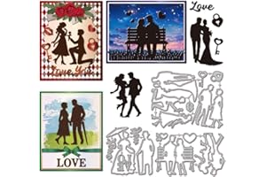 GLOBLELAND Matrices de Découpe Mariage en Couple pour la Fabrication de Cartes Couple Dame Gentleman Découpes de Métal en Forme de Cœur pour DIY Pochoirs de Coupe en Relief pour DIY Scrapbooking