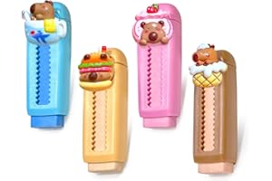 SHIRYLZEE 4 Pack Animal Eraser Sliding Push Pull Capybara Eraser Retractable Rubbers Erasers Capybara Rubber for Students Homework School Classroom Rewards Prizes Party Favors