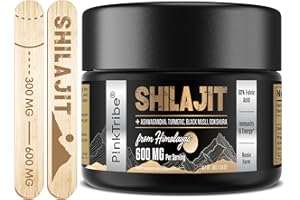 ‎P!NKTRIBE Shilajit Harz Gold Standard Shilajit - 600 mg Himalaya Shilajit Mischung mit Ayurvedischen Kräuterextrakten, Hoher Gehalt an Fulvinsäure, Unterstützt Energie und Leistung, 30 g (1er Pack)