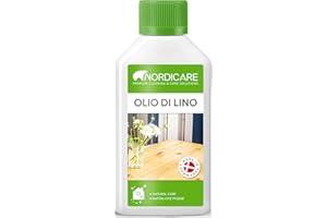 Nordicare Olio di lino [250 ml] per legno per proteggere il legno, olio di lino, per interni, olio di lino cotto, per mobili, legno, olio di lino, legno