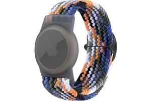 NEXCYBER Nylon for Airtag Wristband Kids, Anti-Lost, Anti-Scratch Protection for Positioning The Bracelet for Apple AirTag Waterproof,Regenbogen-B