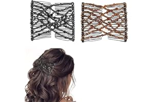 PYEUIFT 2 Pcs Peignes de Cheveux Décoratifs Perles Pinces à Cheveux Élastiques Magiques Barrette Cheveux Femme Peignes de Cheveux Extensible Double Clips Accessoire pour Cheveux Femmes Filles
