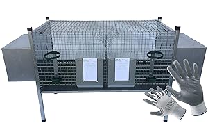 MONTIDISTRIBUZIONE Gabbia Conigli 2 Fattrici Sovrapponibile. Conigliera con Omaggio Guanti da Lavoro NBR