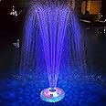 Floating Pool Fountain with Underwater Light Show, Rechargeable Battery Powered Pool Fountain, 2 Spray Modes Pool Waterfall Fountain, Waterproof Pool Sprinkler Fountain for Inground Above Ground Pools