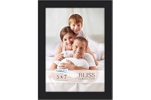 Icona Bay - 7x5 Black Picture Frame - Modern Style Engineered Wood Frame - Table Top or Wall Mount - Bliss Collection