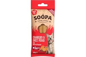 Soopa Cranberry and Sweet Potato Dental Sticks Dog Treat, 100 g