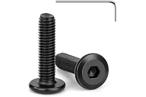 Tunejoy 20 Pezzi Viti a Testa Piatta M5 x 20 mm Nero Vite a Testa Esagonale Bulloni in Acciaio Inox A2 V2A Bulloni per Mobili con Chiavi a Esagono Filettatura Completa