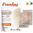 50Gram x 6Packet Rechargeable Silica Gel Desiccant Packets Fonday Food Grade Fast Reactivate Desiccant Bags Moisture Indicating Orange to Green for Closet Gym Bag Jewelry Tools food medication