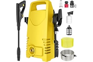 XOEMINOR Nettoyeur Haute Pression, Max 50 Bar Laveur Haute Pression, Débit de 5.0 l/h, 0-160° Tête Rotative, Puissance de 1000 W, Tuyau de Sortie 10M, Vaporisateur de Mousse, pour Jardin et Voiture