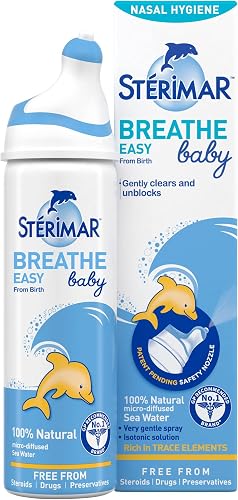 Sterimar Breathe Easy Baby, Nasal Spray, Gentle Nasal Hygiene, Cleanses Impurities,100% Natural Sea Water, Free from Steroids Drug & Preservative, From Birth, 50 ml