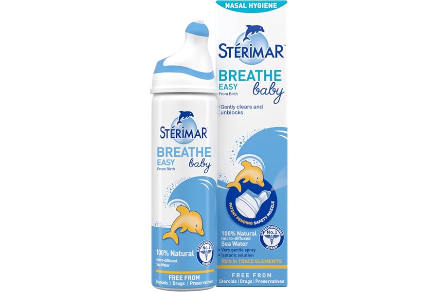 Sterimar Breathe Easy Baby, Nasal Spray, Gentle Nasal Hygiene, Cleanses Impurities,100% Natural Sea Water, Free from Steroids Drug & Preservative, From Birth, 50 ml