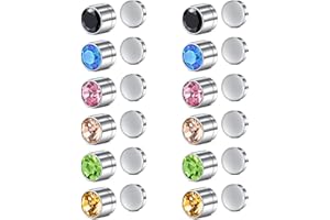 AVYRING Magnetic Earrings for Men Women Stainless Steel Clip on Nose Studs Non Piercing Jewelry Colour Diamond Fake Piercings 3mm 4mm 5mm, 6 Pairs