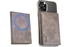 TECHMADE Etres Magnetische Brieftasche kompatibel mit MagSafe für iPhone 16/15/14/13/12 Serie, Kartenhalter aus PU-Leder, Bargeldfach und 6 Kartenfächer, Grau Ohne Tasche, Taglia Unica, Casual