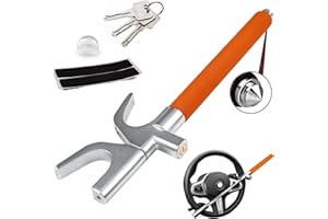 lootaan Steering Wheel Lock, Universal Car Lock Anti-Theft Device for Cars Vans Trucks Heavy Duty Steering Lock with 3 Keys and Safety Hammer Function for Car Security