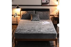 YUDEYU-CHUANGPIN YUDEYU Gesteppte Schicht Spannbettuch Crystal-Fleece-Stoff Dick warm Tagesdecke Matratzenschoner spannleintuch Bettlaken matratzenbezug (Farbe : Grey, Größe : 48x74 cm/Kissenbezug x 2)
