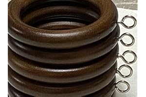 Homeelabador Ganchos de Anilla para Colgar Cortinas de Madera de 45 mm con Ojos (marrón 45 mm, 12)