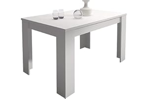 HOMESOUTH Mesa de Comedor Extensible, Modelo Corfu, Color Blanco, Medidas Mesa: 138-198 cm (Largo) x 88 cm (Ancho) x 76 cm (Alto)