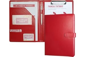 Mymazn Porte Document A4, Porte Bloc A4 Range Documents, Pochette Porte Documents Pu cuir, Porte Bloc-notes, Trieur Organiseur Portfolio (Rouge)