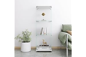 HYNHXBP Vitrina de cristal, vitrina expositora, armario de colección moderno de 3 capas con 1 puertas y cerradura, mueble vitrina de cristal, para dormitorio, salón y comedor, 42 x 36 x 125 cm, Blanco