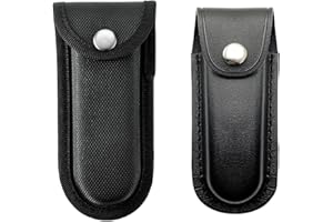 FFDHWU 1 Leather & 1 Nylon Knife Case, Folding Knife Protective Case, Portable & Versatile Design
