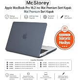McStorey MacBook Pro 16.2 İn&ccedil; Kılıf A2485 A2780 A2991 A3403 A3186 A3428 A3429 Uyumlu Mat TPU Şeffaf Kılıf Parmak İzi Bırakmay