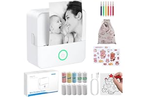 eSynic Impresora Térmica Portátil Bluetooth Mini Impresora Térmica Sin Tinta 200 dpi Impresora Portátil para Móvil 57 mm para Fotos Notas y Etiquetas Impresora Térmica para Imprimir Texto y Stickers