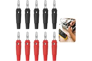 FANXAOLNES 10 Stück Bananenstecker 4mm Hochstrom, 20A Bananenstecker Lautsprecher, Schraubentyp, Stapelbar, Lötfrei, Rot und Schwarz, für Kabel Boxen Endstufen AV-Receiver HiFi Stereoanlagen