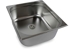 Edelstahl Spülbecken 35,4x32,5x15 cm Camping Spüle Waschbecken + Ablauf 19mm Wohnmobil (ad-ideen)