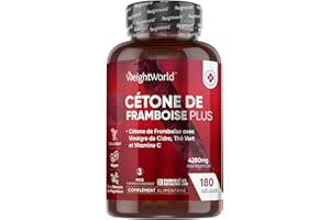 WEIGHTWORLD Cétone de Framboise Avancée 180 Gélules Vegan Complex 8-en-1 : Vinaigre de Cidre, Thé Vert, Caféine, Açaï, Fucus Vesiculosus, Pectine, Vitamine C, Raspberry Ketone de Framboise Regime Keto (Cétogène)
