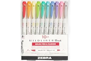 Zebra Pen Mildliner - Cepillo de doble punta y bolígrafo de punta fina, 10 unidades