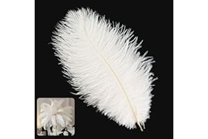TUXUZAL 10 Stück Natürliche Straußenfeder Deko Künstliche Strauß Feder Weiss Straußfeder Dekorationen für Hochzeit Party Ornamente Tischdekoration, Künstliche Straußenfeder zum Bastel Feder Deko, 25-30 cm