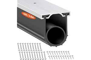 VEVOR Garage Door Seals Bottom Rubber, U Shape +O Ring Garage Door Bottom Weather Seal with Pre-drilled Aluminum Track Retainer Kit, 16ft 5/16 inch T-Ends and 3 3/4 inch Width, for Doors, Black