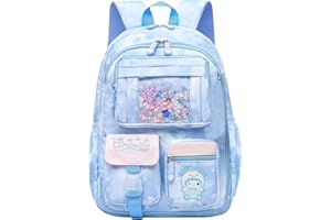 HANXIUCAO School Bags for Girls - Water Resistant Kawaii School Backpack with Laptop Compartment for Primary Secondary Students