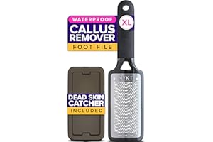 RUSTPROOF Foot File Callus Remover for Feet with Catcher (XL Size) NYK1 MEGAFILE Foot Files for Hard Skin Remover for Wet & Dry Use - High-Performance Scraper with Textured Grip for Non-Slip Control