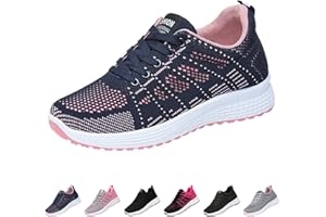 GENÉRICO Chaussures de sport pour femme noires - Chaussures de sport antidérapantes - Légères - En maille confortable et respirante - Course à pied - Fitness - Gym