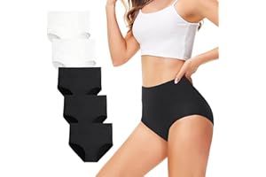 TUUHAW Braguita de Talle Alto Algodón para Mujer Pack de 5 Culotte Bragas de Cintura Alta Cómodo Talla